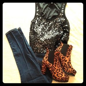 Black sequined tank